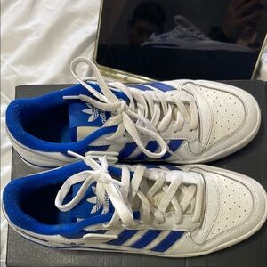 Adidas Men's White and Blue Sneakers